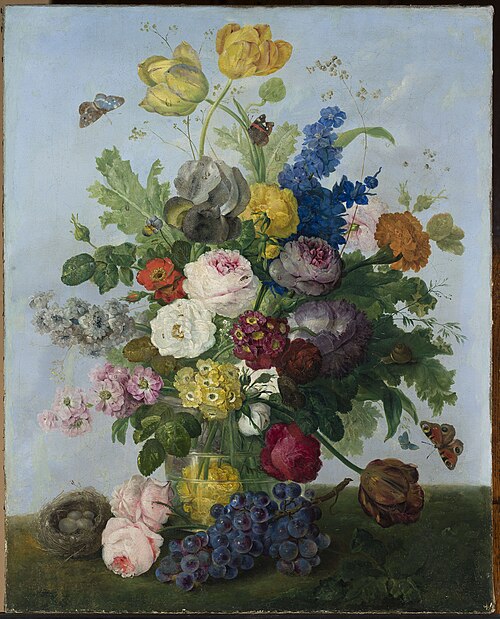 A bouquet of flowers and a nest., 1840, Sebastian Wegmayr