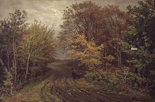 Vej i Borrevejle Skov. Oktoberdag, 1878, Thorvald Niss