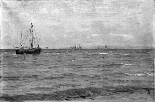 Sommerdag ved Hornbæk Strand, 1890, Thorvald Niss