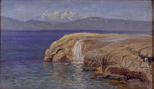 Klippekyst med vandfald på Eubøa, 1893, Thorvald Niss