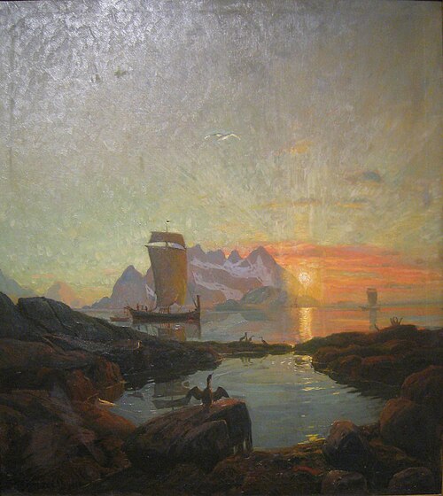 Nordland-boat in the midnight sun, 2000, Thorolf Holmboe