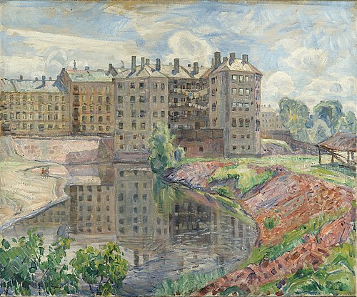 Akerselva ved Marselis gate., 1912, Thorolf Holmboe