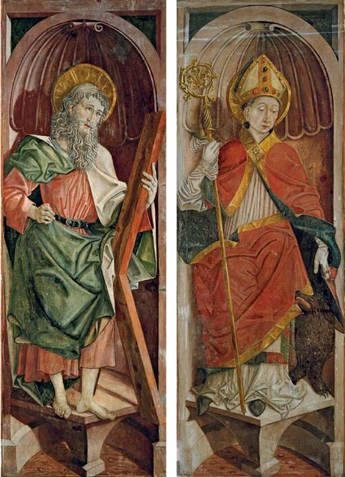 St. Korbinian, right wing from an altarpiece (exterior), 1479, Friedrich Pacher