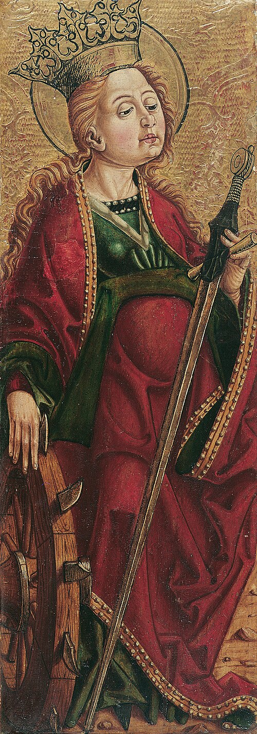 Hl. Katherina (Innenseite) und Hl. Stephanus? (Außenseite), 1490, Friedrich Pacher
