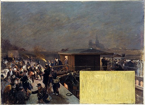 Esquisse pour le cabinet du préfet à l'Hôtel de Ville : Débarquement des blessés de Champigny, 1889, Raoul Arus