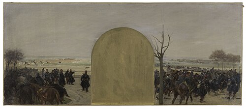 Esquisse pour le cabinet du préfet de l'Hôtel de Ville de Paris : La garde nationale à Buzenval, 1889, Raoul Arus