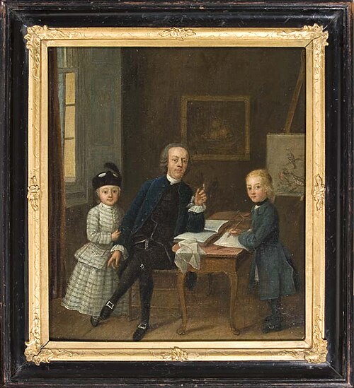 Familieportret van Sytse Roelofs Nicolai en zijn kinderen Roelof en Jan Hendrik, 1778, Friedrich Ludwig Hauck