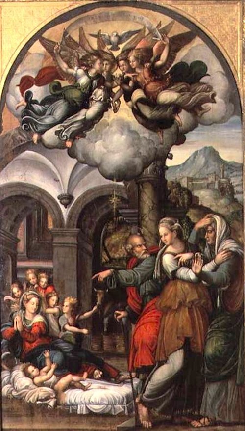 Nativité avec les deux sages-femmes, 1500, Pellegrino Aretusi