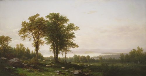 Paysage de rivière avec moutons, 1877, John William Casilear