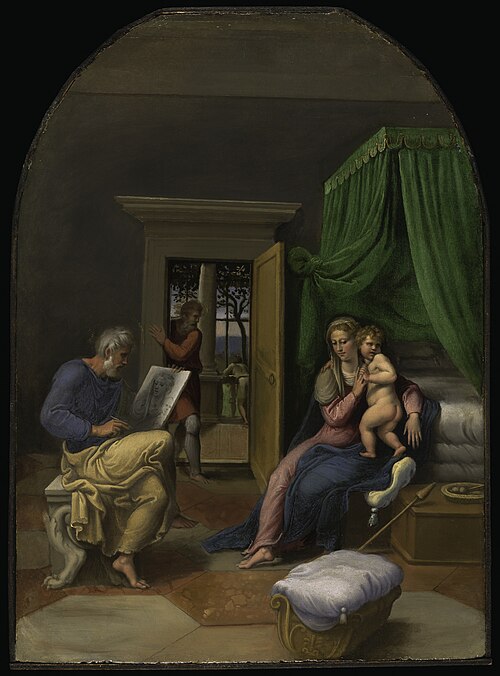 Saint Luke Drawing the Virgin and Christ Child, 1535, Girolamo da Carpi