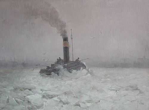 IJsbreker op de Maas bij Rotterdam, , Willem Adrianus Fabri
