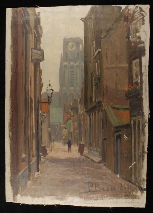 Lange Torenstraat met Sint Laurenstoren, 1920, Pieter Been