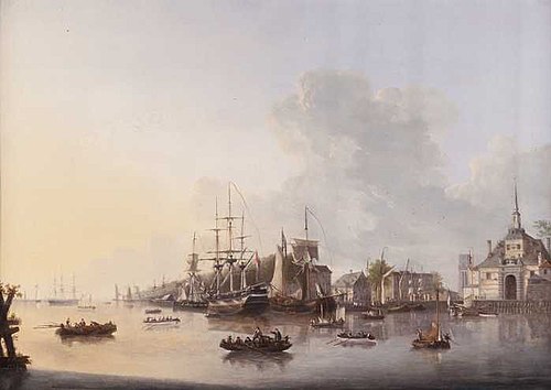 Gezicht op Rotterdam vanaf de Maas, 1823, Dominique de Bast