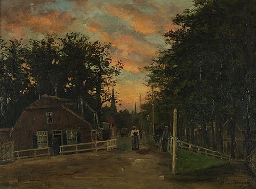 Zicht op herberg In den Rustwat aan de Honingerdijk (Kralingen), 1892, Hendrik Willem van Voorden