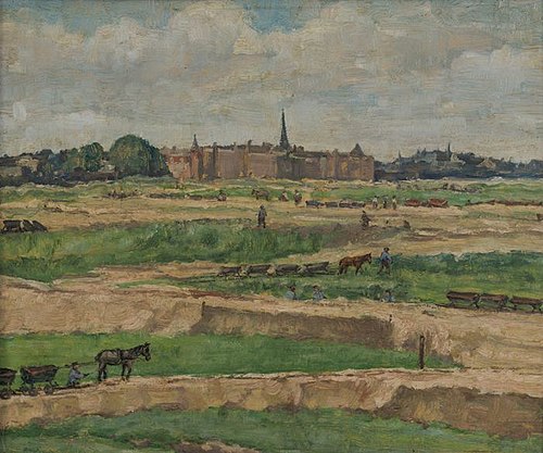 Uitbreiding Rotterdam na Eerste Wereldoorlog: aanleg Middellandplein met op achtergrond station DP (, , Hendrik van Randwijk