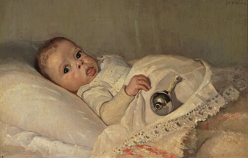 In het wiegje, 1895, Jan Harm Weijns