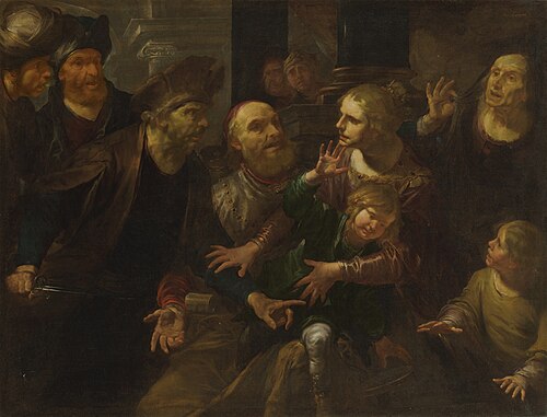 Jehoram saved from Athaliah's wrath, , Gioacchino Assereto