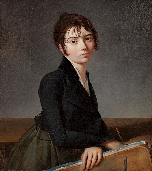 Une femme appuyée sur un porte-feuille, 1799, Guillaume Guillon Lethière