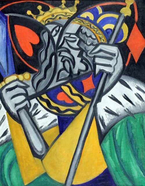 Simultaneous Representation of Kings of Hearts and Diamonds, 1915, Olga Rozanova