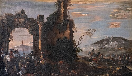 Caprice avec une arche, , Luca Carlevarijs