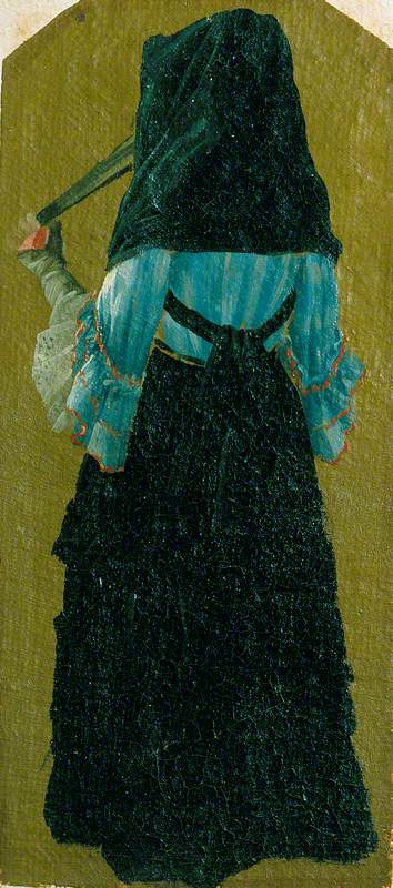 A Lady Seen from Behind, Holding a Fan, 1705, Luca Carlevarijs
