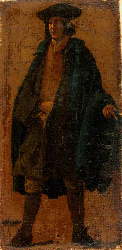 A Man Wearing a Blue Cloak, 1705, Luca Carlevarijs