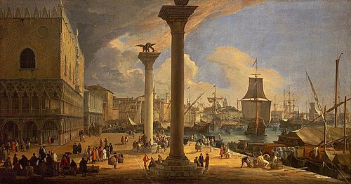 Mole with the Doges' Palace, 1710, Luca Carlevarijs