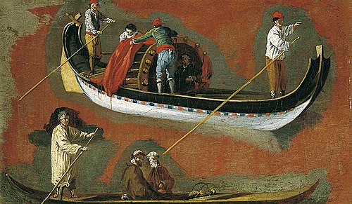 Study of Two Gondolas and Figures, 1705, Luca Carlevarijs