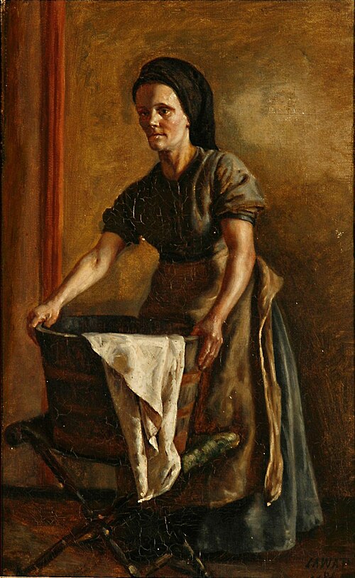 Young woman with a washbowl, 1881, Ludovica Anine Vilhelmine Augusta Thornam