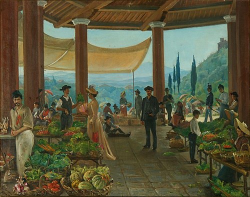 A noble woman on a fair in Sienna, 1883, Ludovica Anine Vilhelmine Augusta Thornam