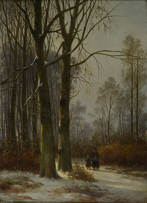 Bosgezicht bij winter, , Hendrik Frederik Verheggen