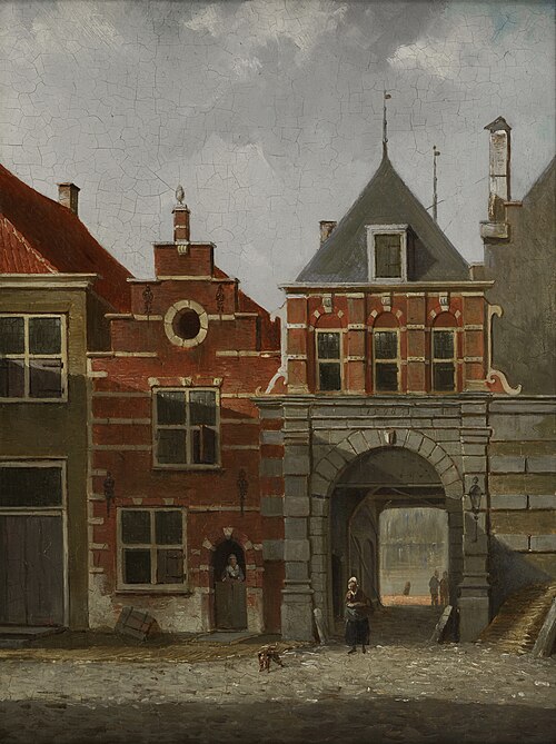 Gezicht op de in 1864 afgebroken Vuilpoort (Binnenzijde), , Hendrik Frederik Verheggen