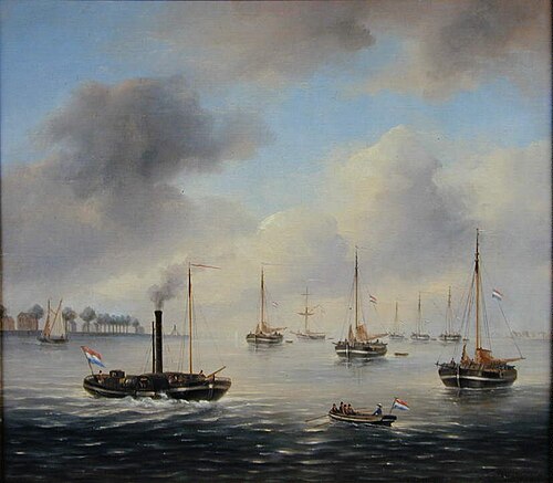De stoomveerpont Wilhelmina op het Hollands Diep, 1821, 1852, Govert van Emmerik