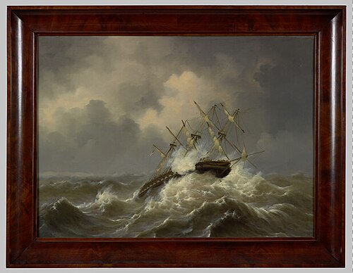 The 'Rotterdam' in a storm, 1840, Govert van Emmerik