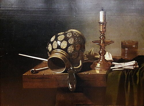 Still life with jug and candle, 1652, Hendrick van Heemskerck