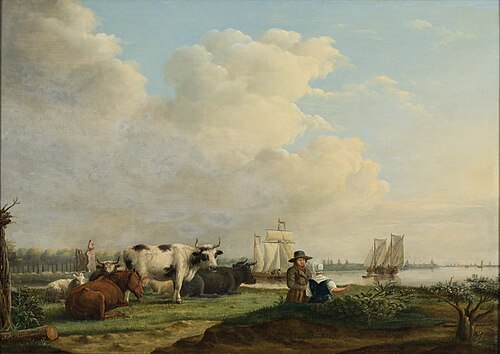 Rivierlandschap met vee, 1825, Johan Hendrik Boshamer