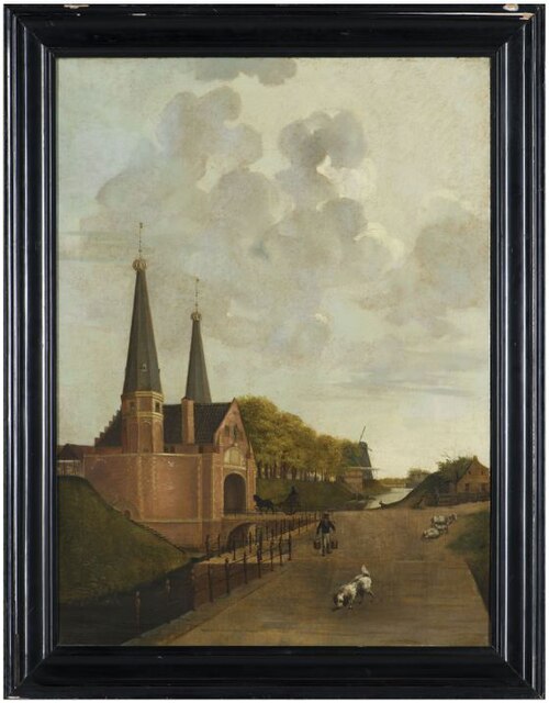 Gezicht op de Lieve-Vrouwenpoort met stadswal te Leeuwarden, 1837, Hendrik Schaaff