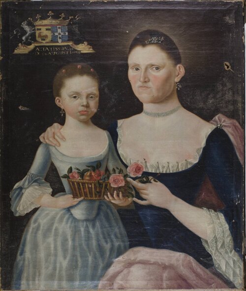 Double portrait of Maria Gertrudis Adriana Josepha de Selijs de Fanson (1730-1785) Petronella Jacoba, 1769, Andries Warmoes