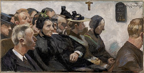 Tilhørere i en landsbykirke, 1894, Christjern Schobius