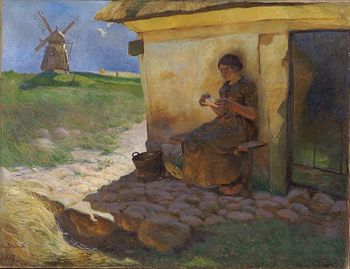 Pige, der læser et brev, 1898, Christjern Schobius
