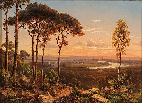 A View of Dresden at Sunset, 1861, Johann Anton Castell