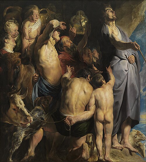 Moses Strikes Water from the Rock, 1618, Jacob Jordaens