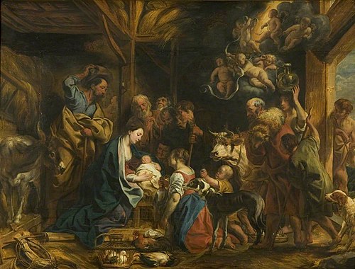 The adoration of the shepherds (Luke 2:8-20), 1653, Jacob Jordaens