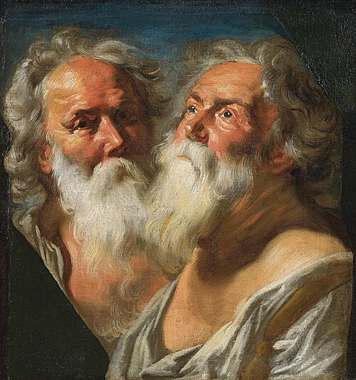 Two heads of apostles, 1650, Jacob Jordaens