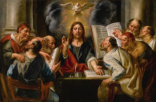 Christ among the Pharisees, 1665, Jacob Jordaens