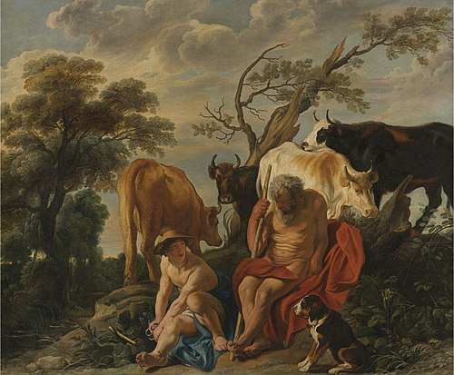 Mercury readying himself to decapitate the sleeping Argus, 1650, Jacob Jordaens
