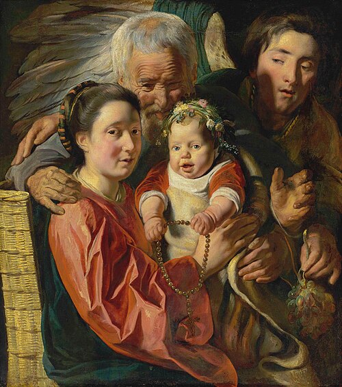 The Holy Family with an angel, 1625, Jacob Jordaens