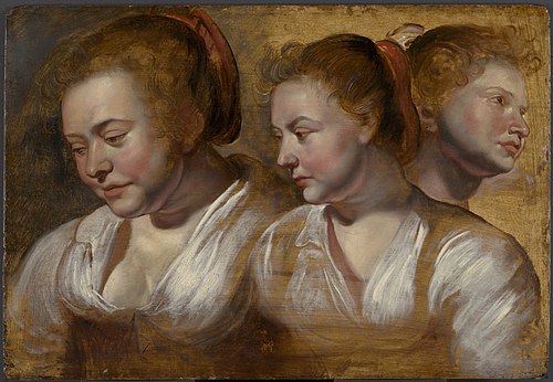 Three studies of a young woman, 1650, Jacob Jordaens