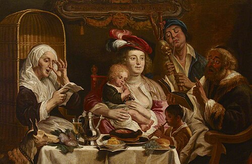 'Soo de Oude Songhen, Soo Pepen de Jongen' (known as 'As the Old Sang, so the Young Pipe'), , Jacob Jordaens