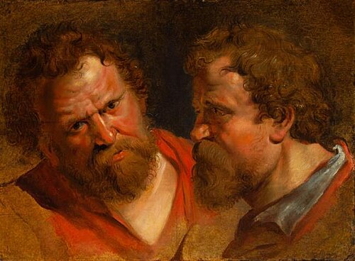 Study of two male heads, 1650, Jacob Jordaens